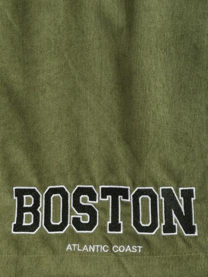 Boston Embroidered Tee And Shorts Set-My 3D Hoodie