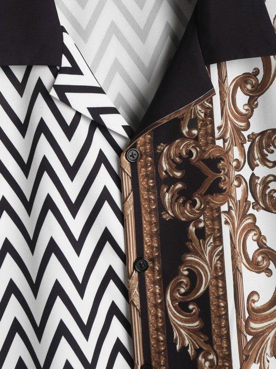Zigzag Printed Shirt And Shorts Set-My 3D Hoodie