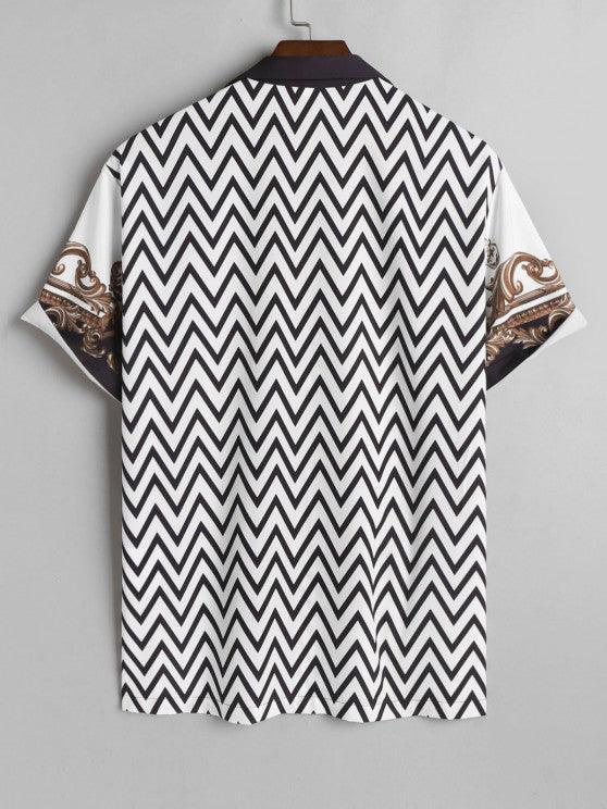 Zigzag Printed Shirt And Shorts Set-My 3D Hoodie