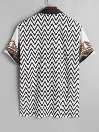 Zigzag Printed Shirt And Shorts Set-My 3D Hoodie