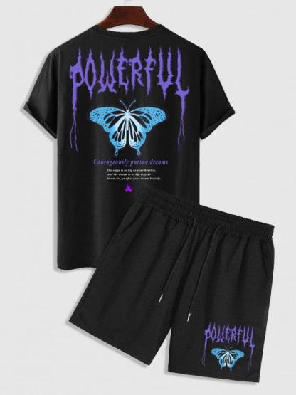 Butterfly Graphic Pattern T Shirt And Shorts-My 3D Hoodie