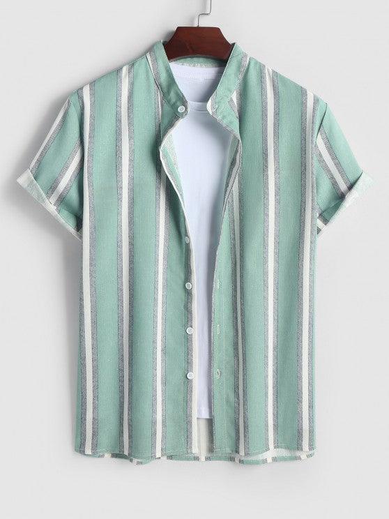 Linen Striped Pattern Shirt And Shorts-My 3D Hoodie