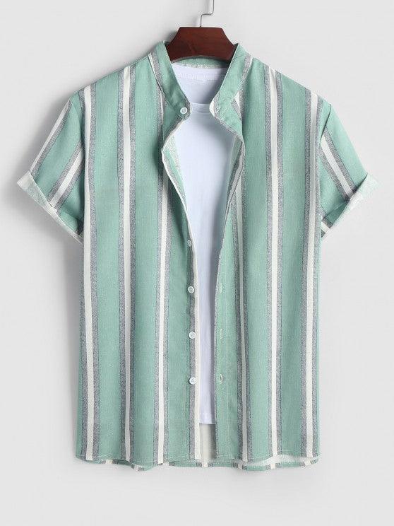 Linen Striped Pattern Shirt And Shorts-My 3D Hoodie