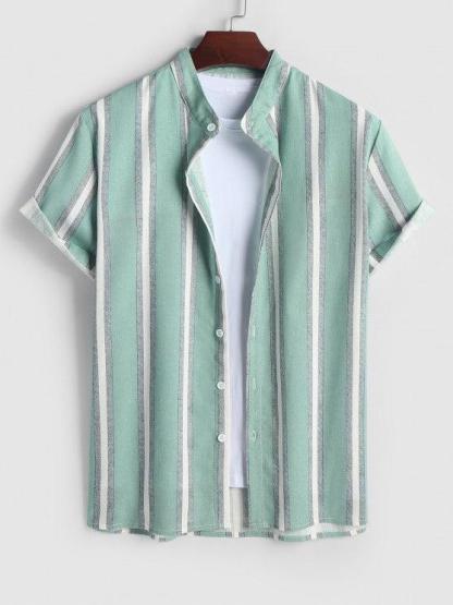 Linen Striped Pattern Shirt And Shorts-My 3D Hoodie