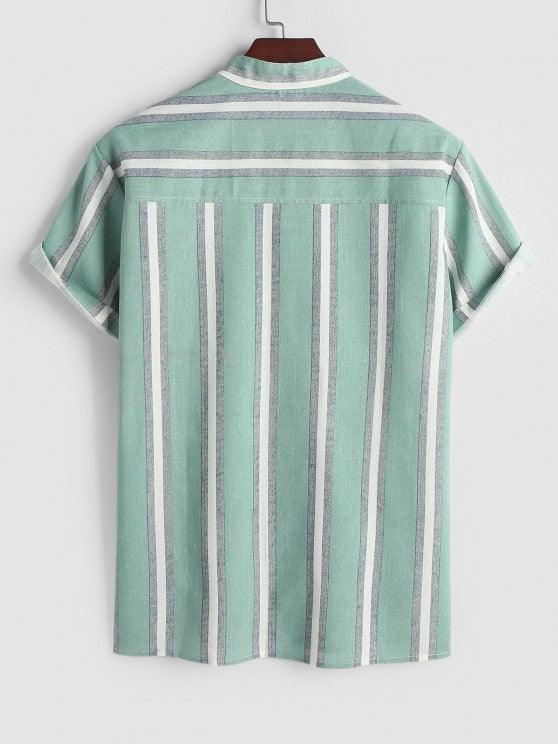 Linen Striped Pattern Shirt And Shorts-My 3D Hoodie