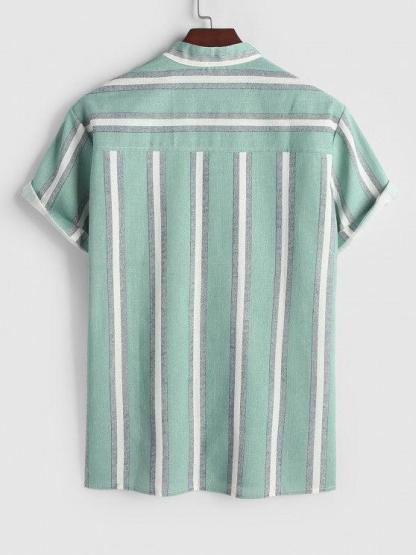 Linen Striped Pattern Shirt And Shorts-My 3D Hoodie