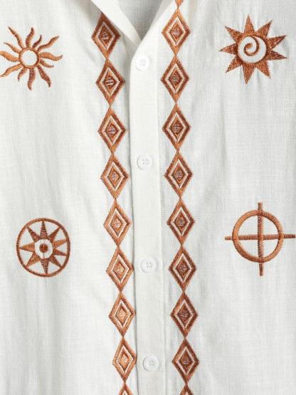 Geometric Embroidered Shirt And Shorts Set-My 3D Hoodie