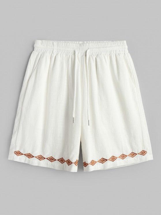 Geometric Embroidered Shirt And Shorts Set-My 3D Hoodie