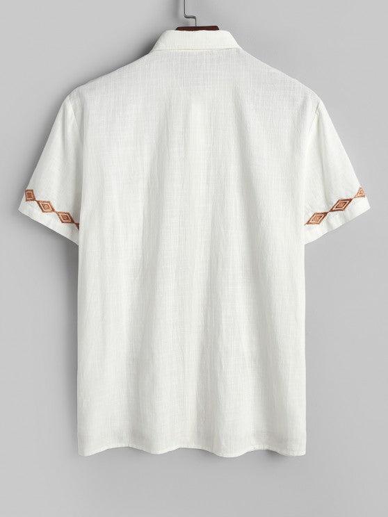 Geometric Embroidered Shirt And Shorts Set-My 3D Hoodie