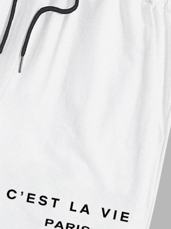 Two Tone Pattern T Shirt And Graphic Printed Shorts Set-My 3D Hoodie
