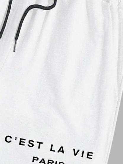 Two Tone Pattern T Shirt And Graphic Printed Shorts Set-My 3D Hoodie