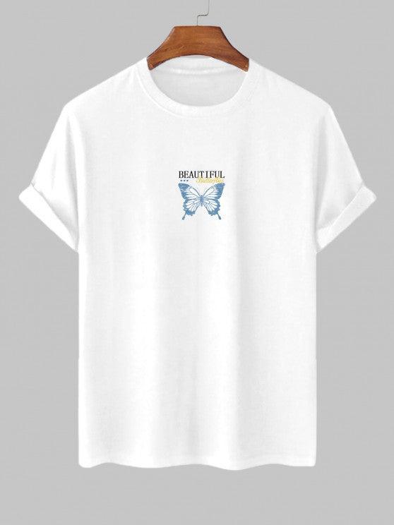 Butterfly Print T Shirt With Drawstring Shorts Set-My 3D Hoodie