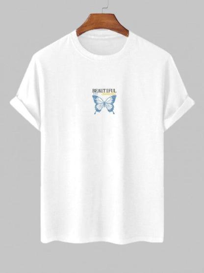 Butterfly Print T Shirt With Drawstring Shorts Set-My 3D Hoodie
