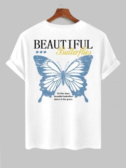 Butterfly Print T Shirt With Drawstring Shorts Set-My 3D Hoodie