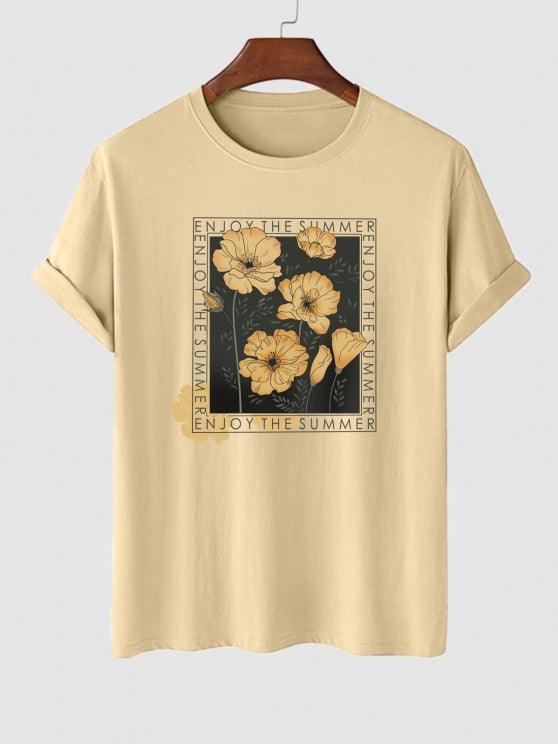 Floral Print T Shirt And Basic Casual Shorts Set-My 3D Hoodie