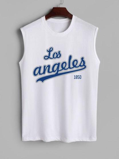Letter Printed Sleeveless Tank Top And Shorts Set-My 3D Hoodie