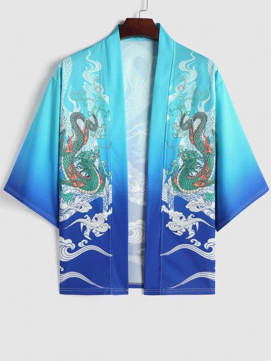 Cloud Pattern Kimono With Drawstring Board Shorts Set-My 3D Hoodie