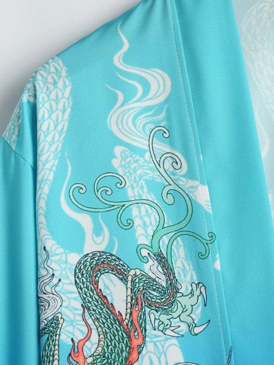 Cloud Pattern Kimono With Drawstring Board Shorts Set-My 3D Hoodie