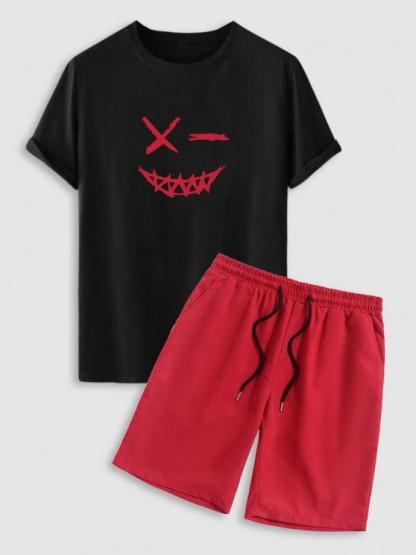 Casual Graphic Printed Short Sleeves T shirt And Basic Shorts Set-My 3D Hoodie