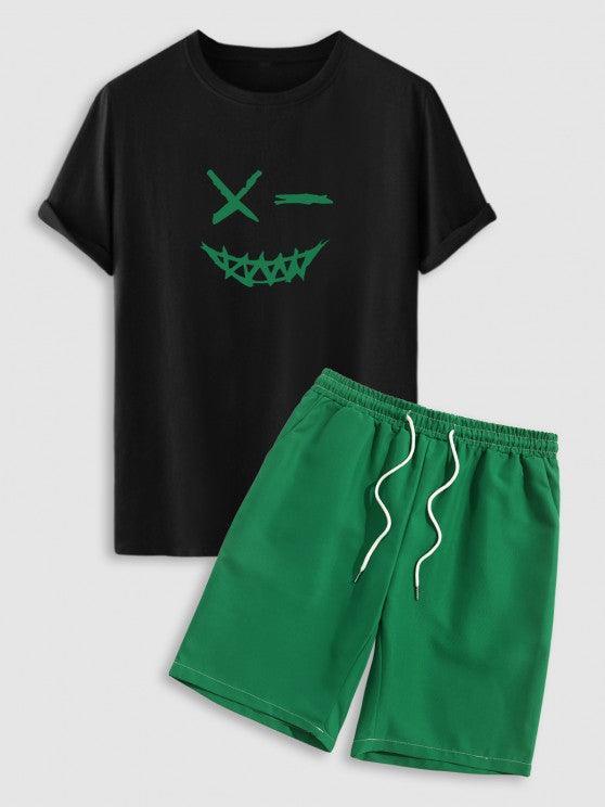 Casual Graphic Printed Short Sleeves T shirt And Basic Shorts Set-My 3D Hoodie