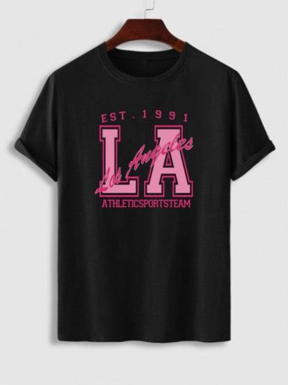 Los Angeles Letter Printed T Shirt And Shorts-My 3D Hoodie