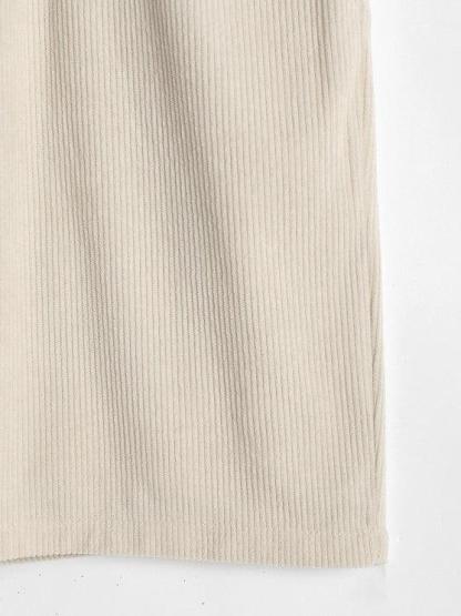 Solid Color Plain Shirt And Drawstring Corduroy Shorts Set-My 3D Hoodie