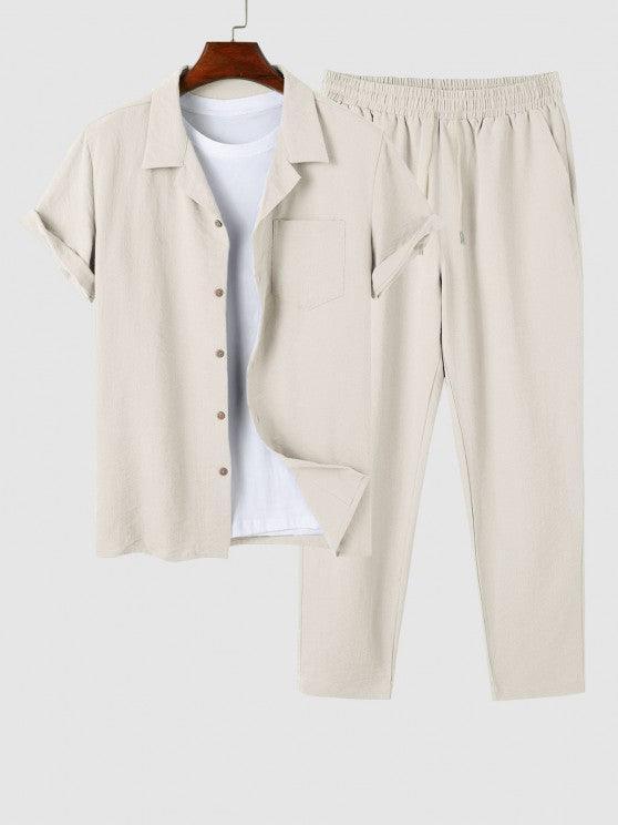 Lapel Collar Short Sleeve Shirt And Casual Pant-My 3D Hoodie