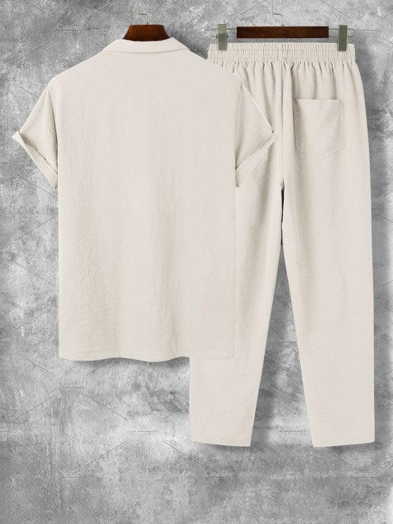 Lapel Collar Short Sleeve Shirt And Casual Pant-My 3D Hoodie