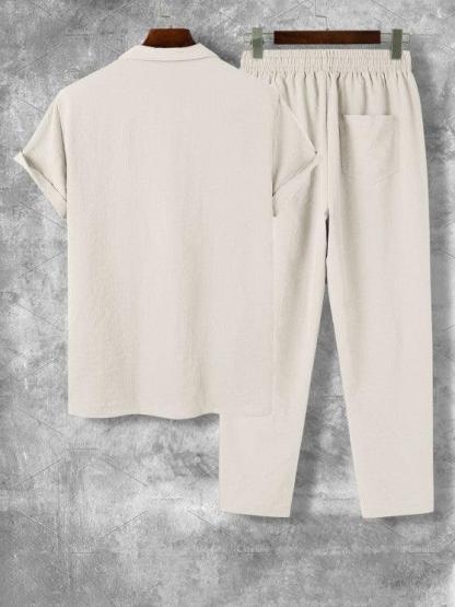 Lapel Collar Short Sleeve Shirt And Casual Pant-My 3D Hoodie