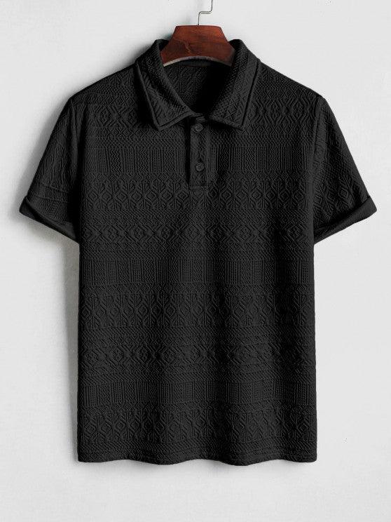 Geometric Collared T Shirt And Shorts Set-My 3D Hoodie