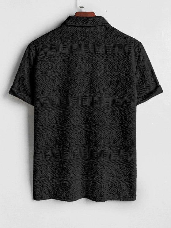 Geometric Collared T Shirt And Shorts Set-My 3D Hoodie