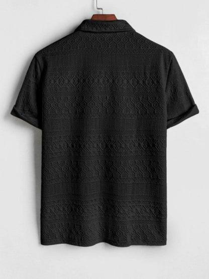 Geometric Collared T Shirt And Shorts Set-My 3D Hoodie