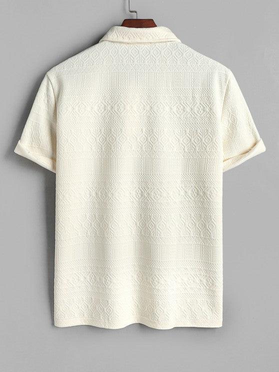 Geometric Collared T Shirt And Shorts Set-My 3D Hoodie