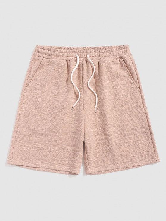 Geometric Collared T Shirt And Shorts Set-My 3D Hoodie