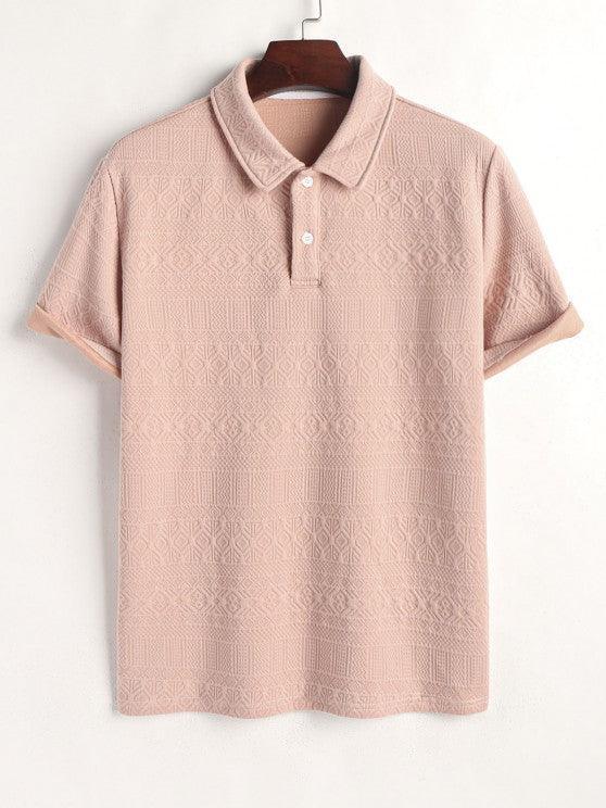 Geometric Collared T Shirt And Shorts Set-My 3D Hoodie