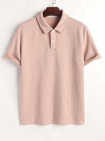 Geometric Collared T Shirt And Shorts Set-My 3D Hoodie