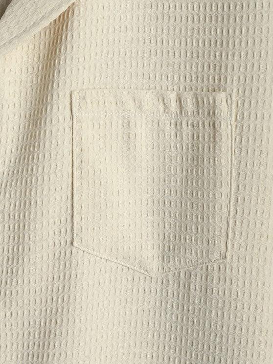 Textured Pocket Shirt And Bermuda Shorts Set-My 3D Hoodie