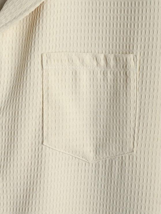 Textured Pocket Shirt And Bermuda Shorts Set-My 3D Hoodie