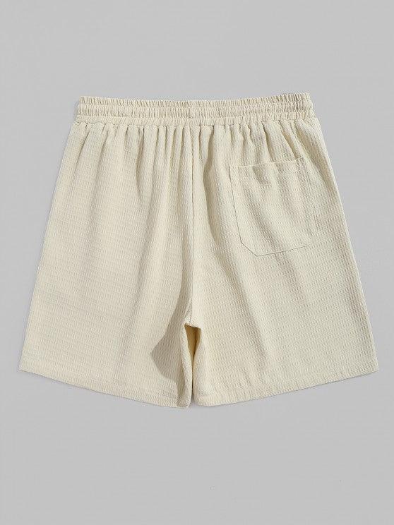 Textured Pocket Shirt And Bermuda Shorts Set-My 3D Hoodie