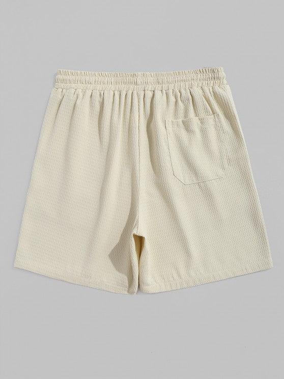 Textured Pocket Shirt And Bermuda Shorts Set-My 3D Hoodie