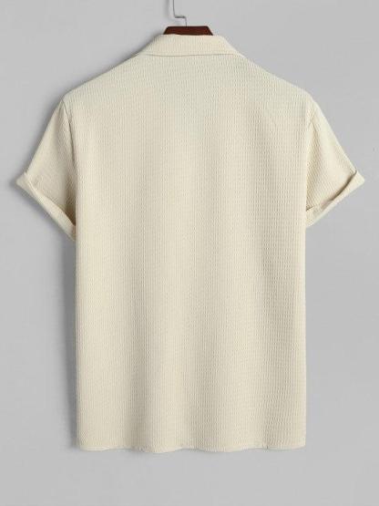Textured Pocket Shirt And Bermuda Shorts Set-My 3D Hoodie