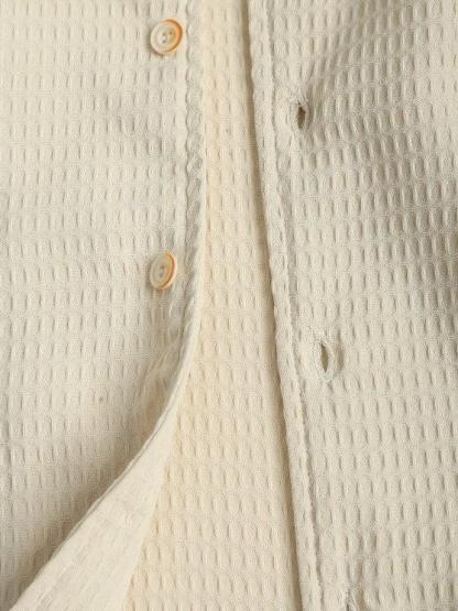 Textured Pocket Shirt And Bermuda Shorts Set-My 3D Hoodie