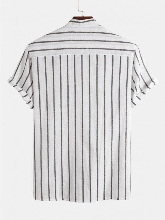 Casual Vertical Striped Shirt And Shorts-My 3D Hoodie
