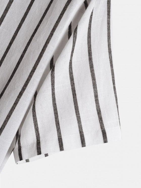 Casual Vertical Striped Shirt And Shorts-My 3D Hoodie