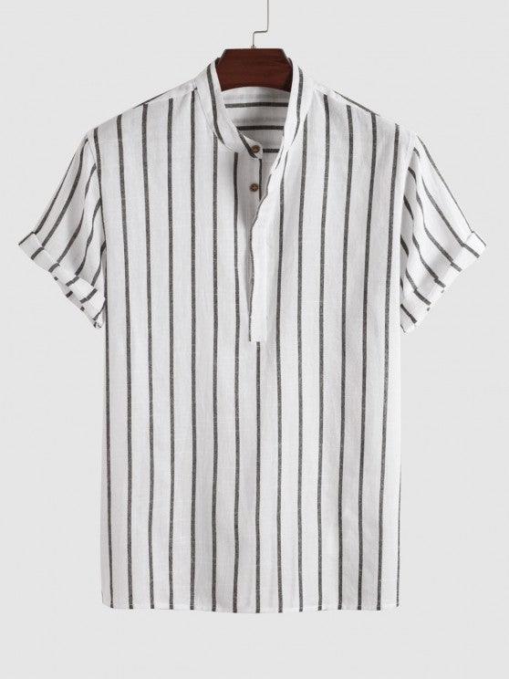 Casual Vertical Striped Shirt And Shorts-My 3D Hoodie