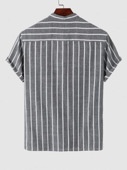 Casual Vertical Striped Shirt And Shorts-My 3D Hoodie