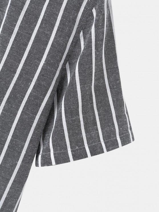 Casual Vertical Striped Shirt And Shorts-My 3D Hoodie