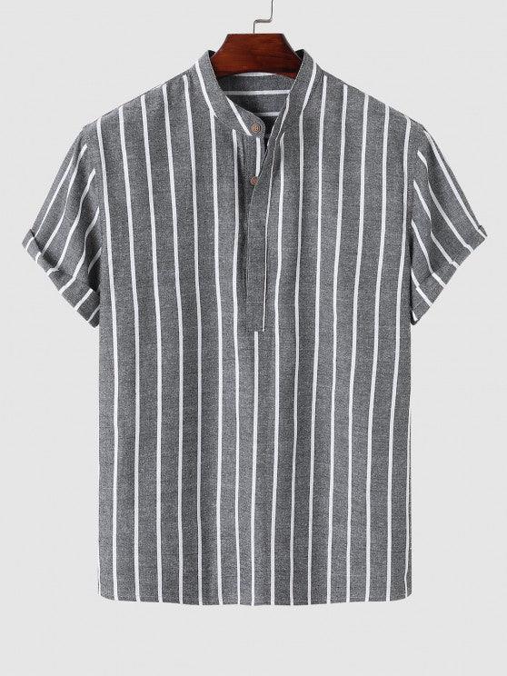 Casual Vertical Striped Shirt And Shorts-My 3D Hoodie