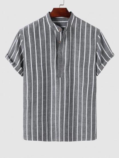 Casual Vertical Striped Shirt And Shorts-My 3D Hoodie