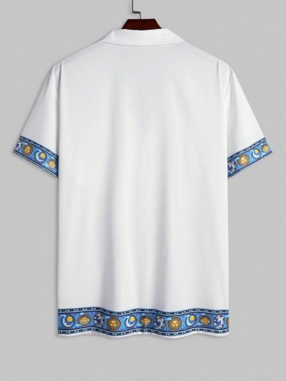 Galaxy Print Shirt And Drawstring Shorts Set-My 3D Hoodie